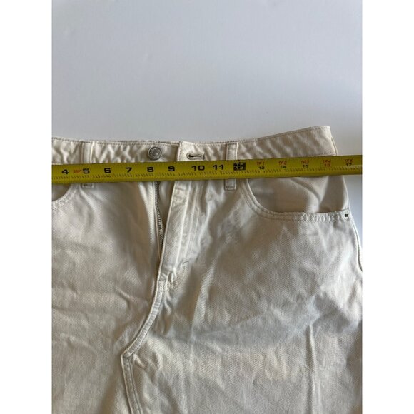 Free People We The Free White Denim Frayed Hem Mini Skirt Size 28 - Picture 5 of 8